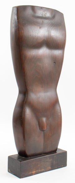 Antique Signed Modernist Sculpture of a Nude Man