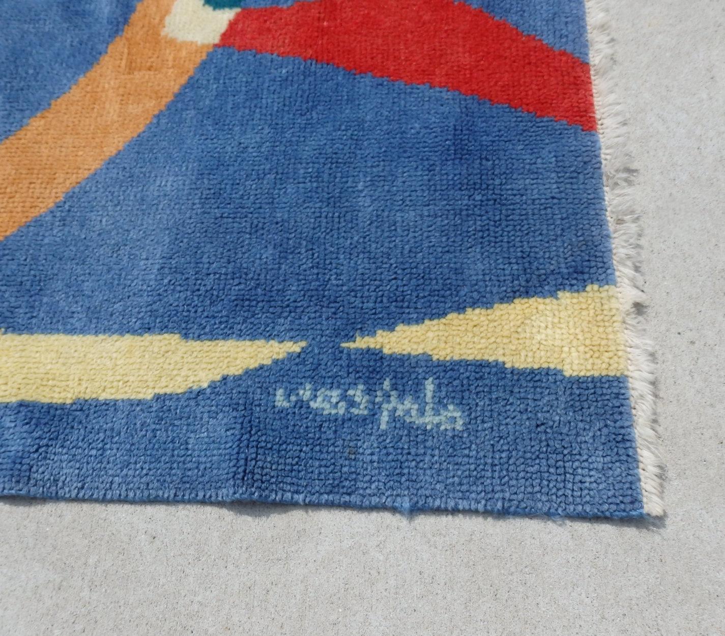 Mid-Century Modern Signed Modernist Wool Area Rug