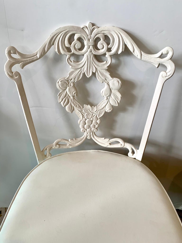 Signed Molla White Cast Aluminum 7 Pc Patio Dining Set, Table and 6