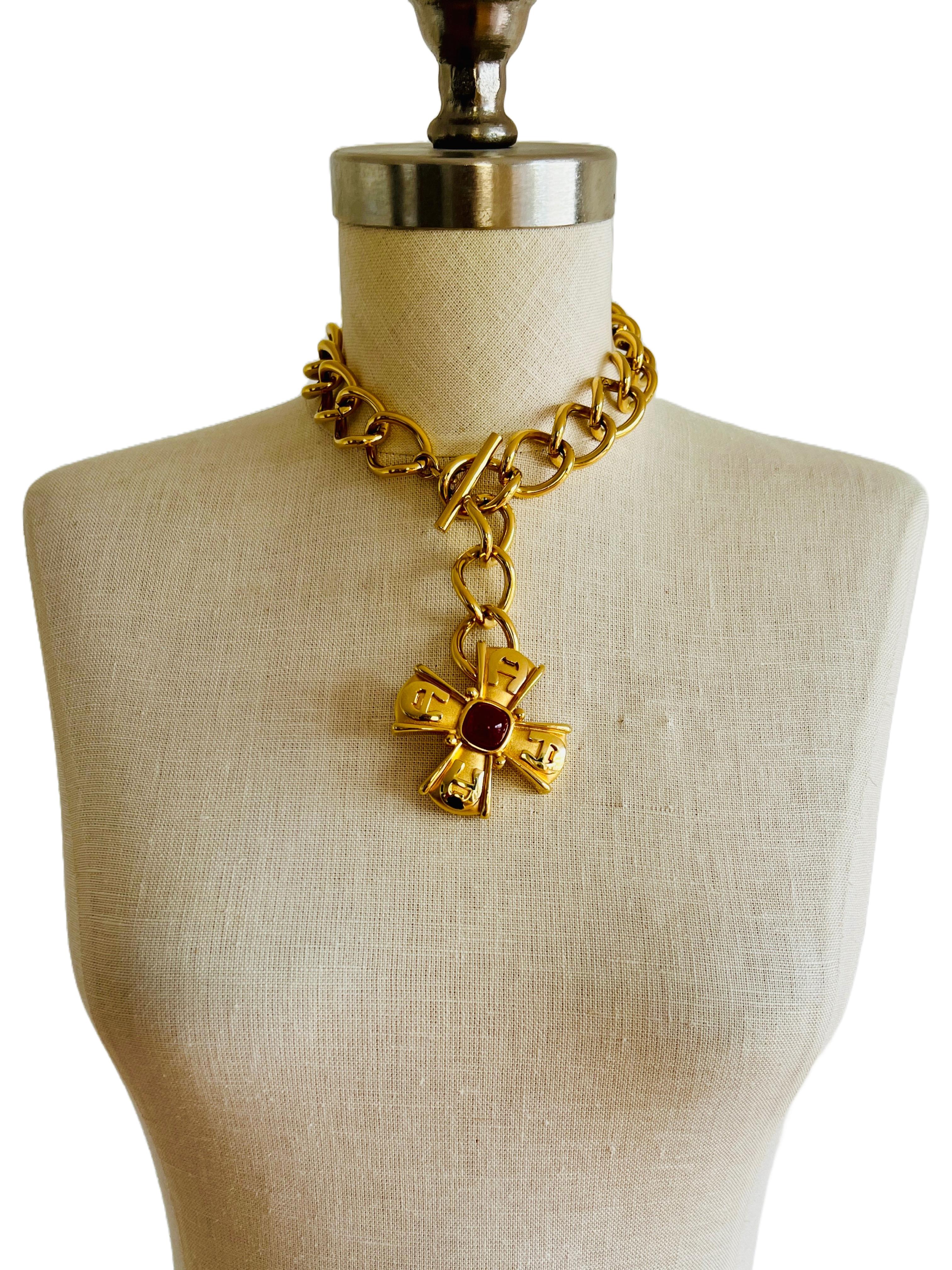 Signed Monet Necklace Toggle T-Bar Chain Choker Bold Chunky Heavy Statement 2