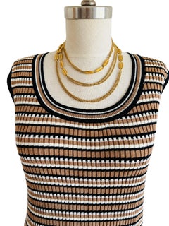 Signed Monet Statement 55" Long Gold Curb Multi Chain Choker Layered Necklace