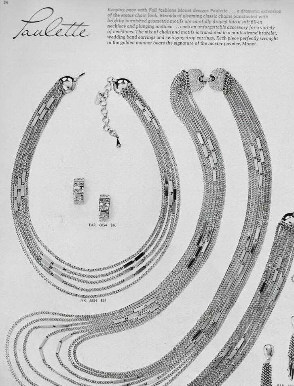 Signed Monet Statement Gold Curb 5 Multi Chain Choker Layered Necklace For Sale 3