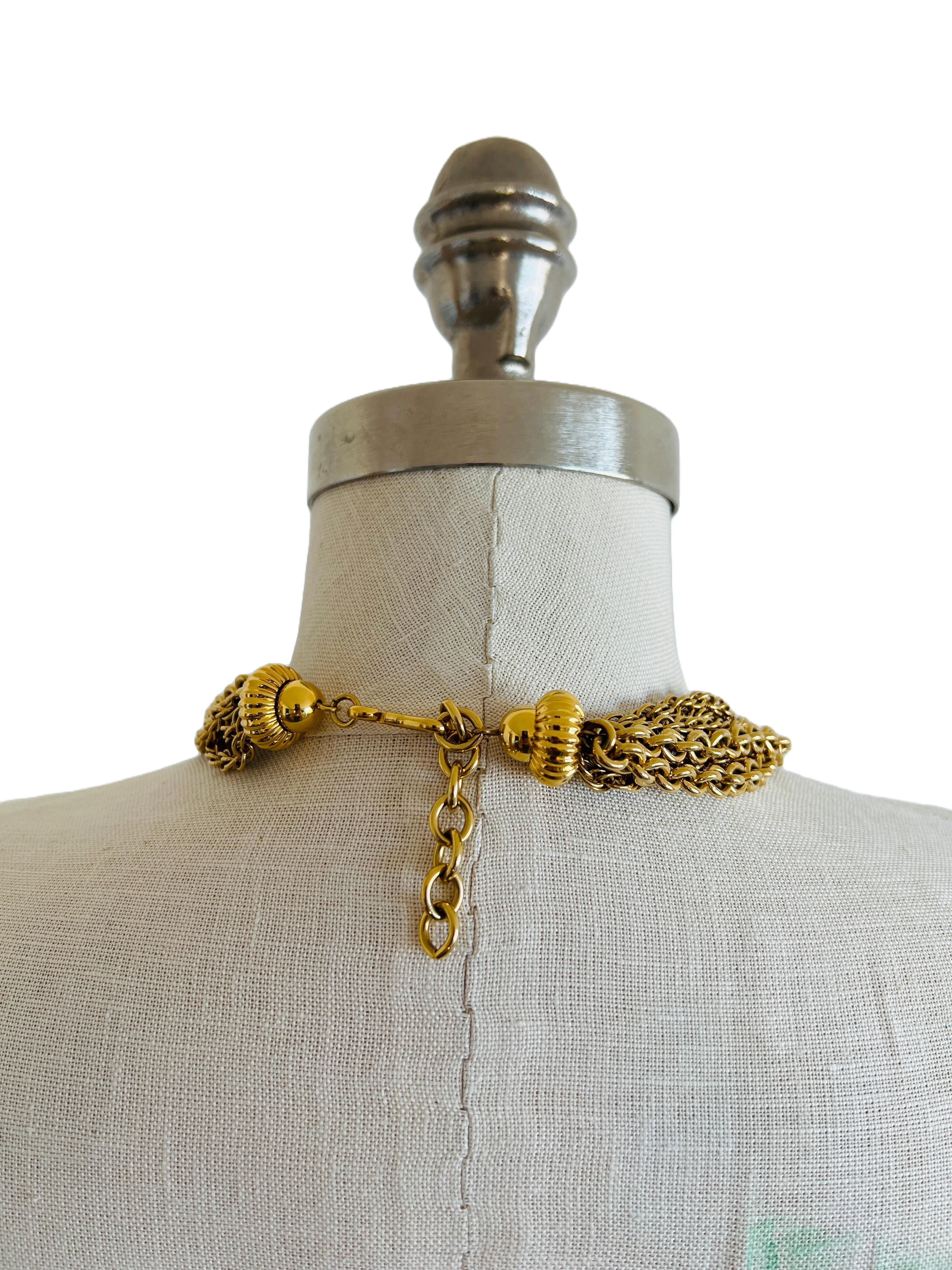 Signed Monet Heavy 168g Gold Plate Rolo 6 Multi Chain Choker Layered Necklace In Good Condition In Sausalito, CA