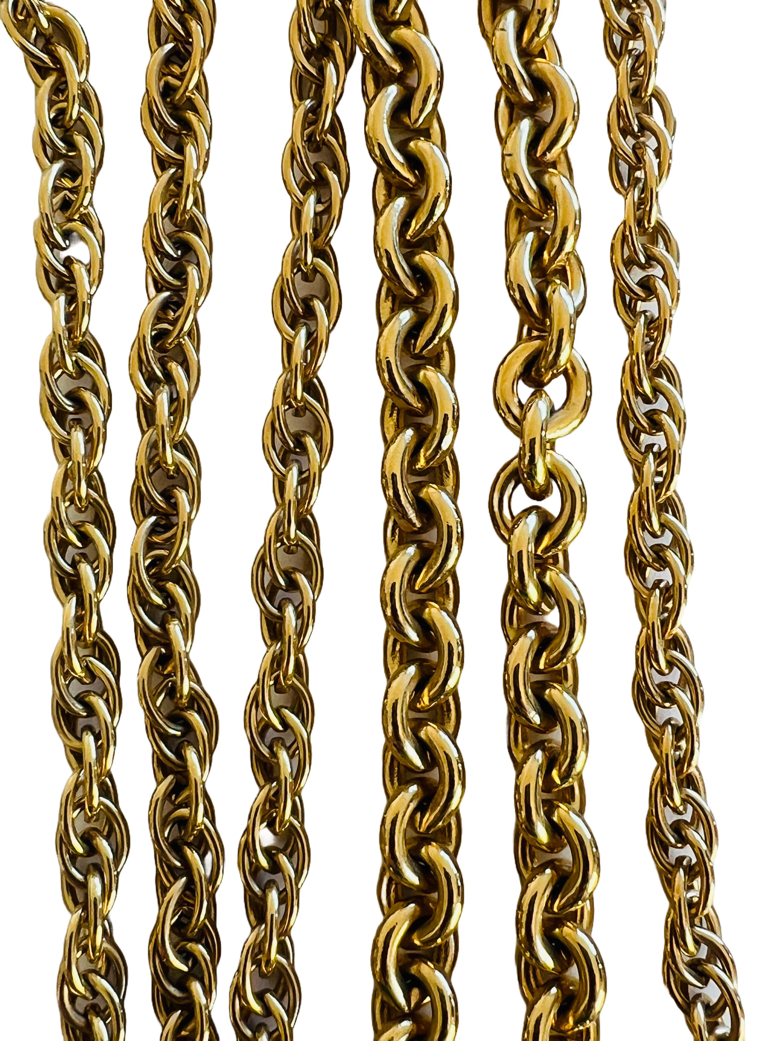 Women's Signed Monet Heavy 168g Gold Plate Rolo 6 Multi Chain Choker Layered Necklace