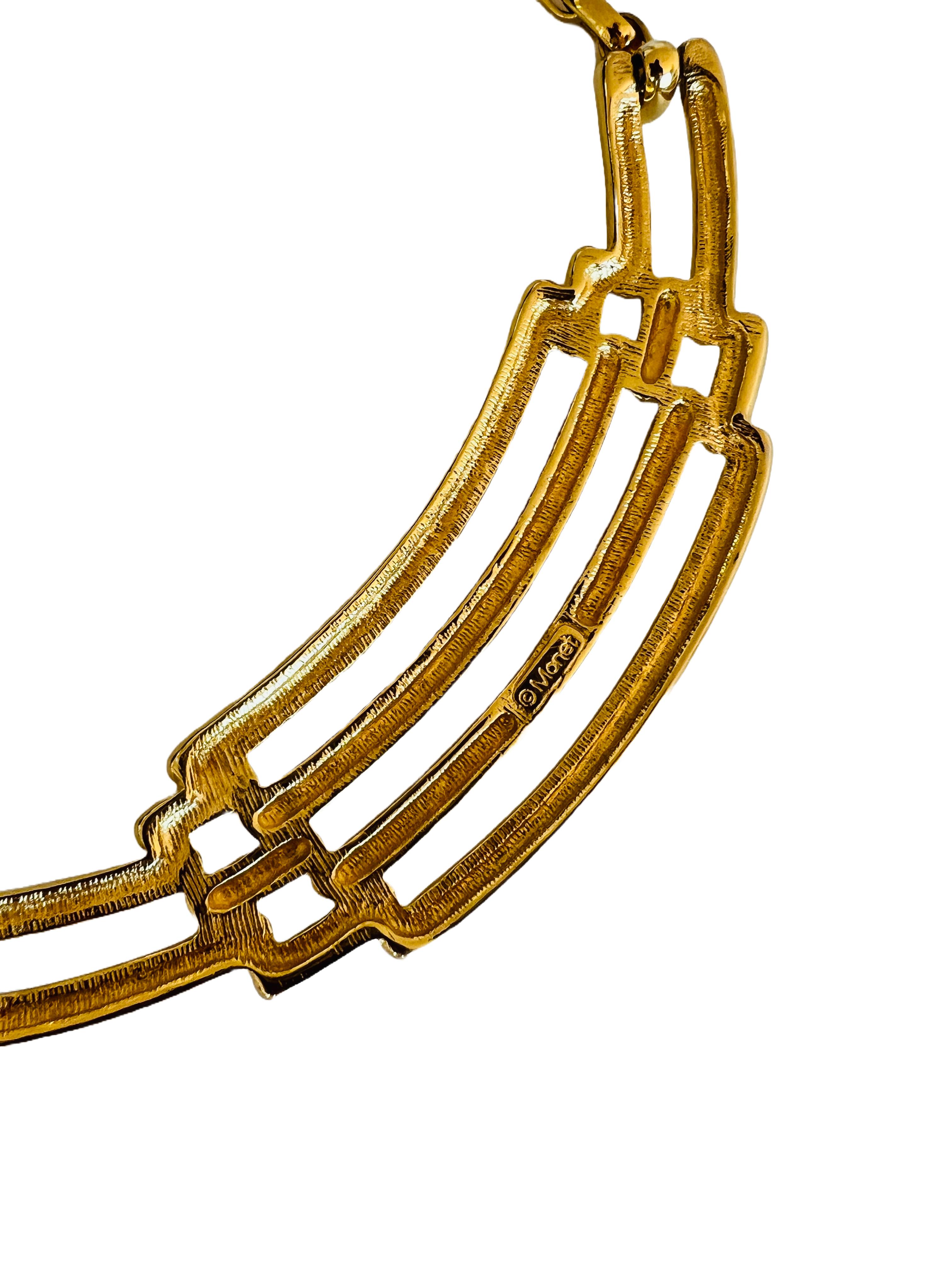 Firma Monet Declaración Moderno Oro Cable Cadena Gargantilla Collar Ajustable en venta 6