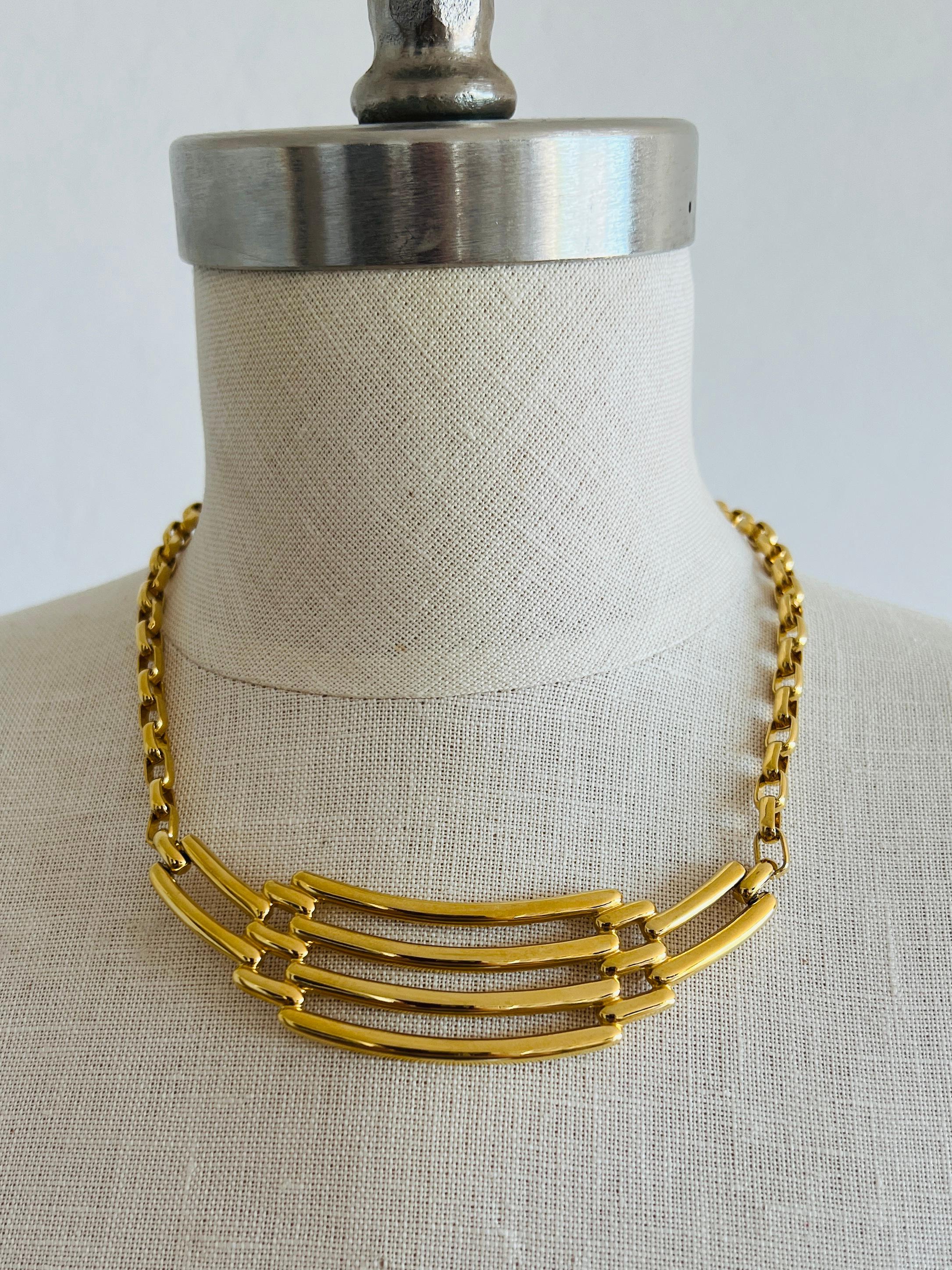 Firma Monet Declaración Moderno Oro Cable Cadena Gargantilla Collar Ajustable en venta 1