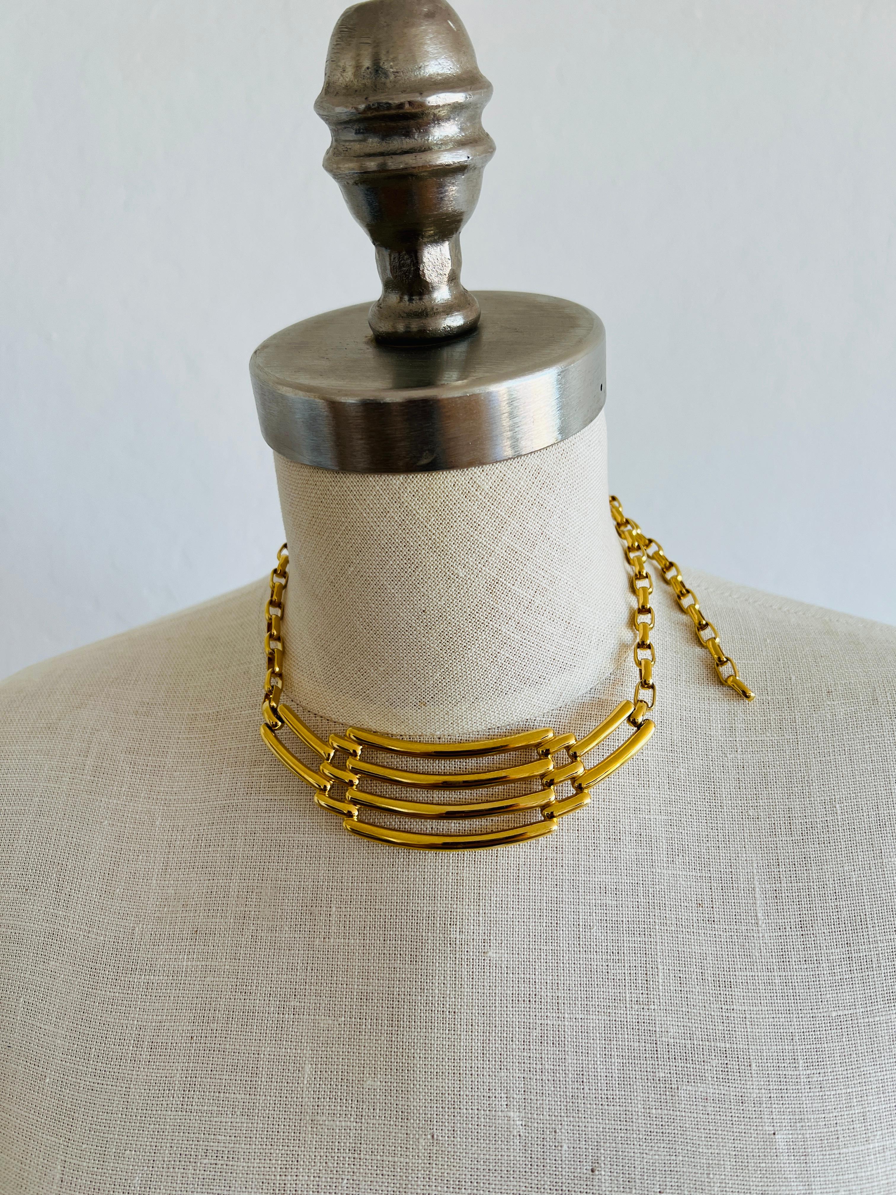Firma Monet Declaración Moderno Oro Cable Cadena Gargantilla Collar Ajustable en venta 4