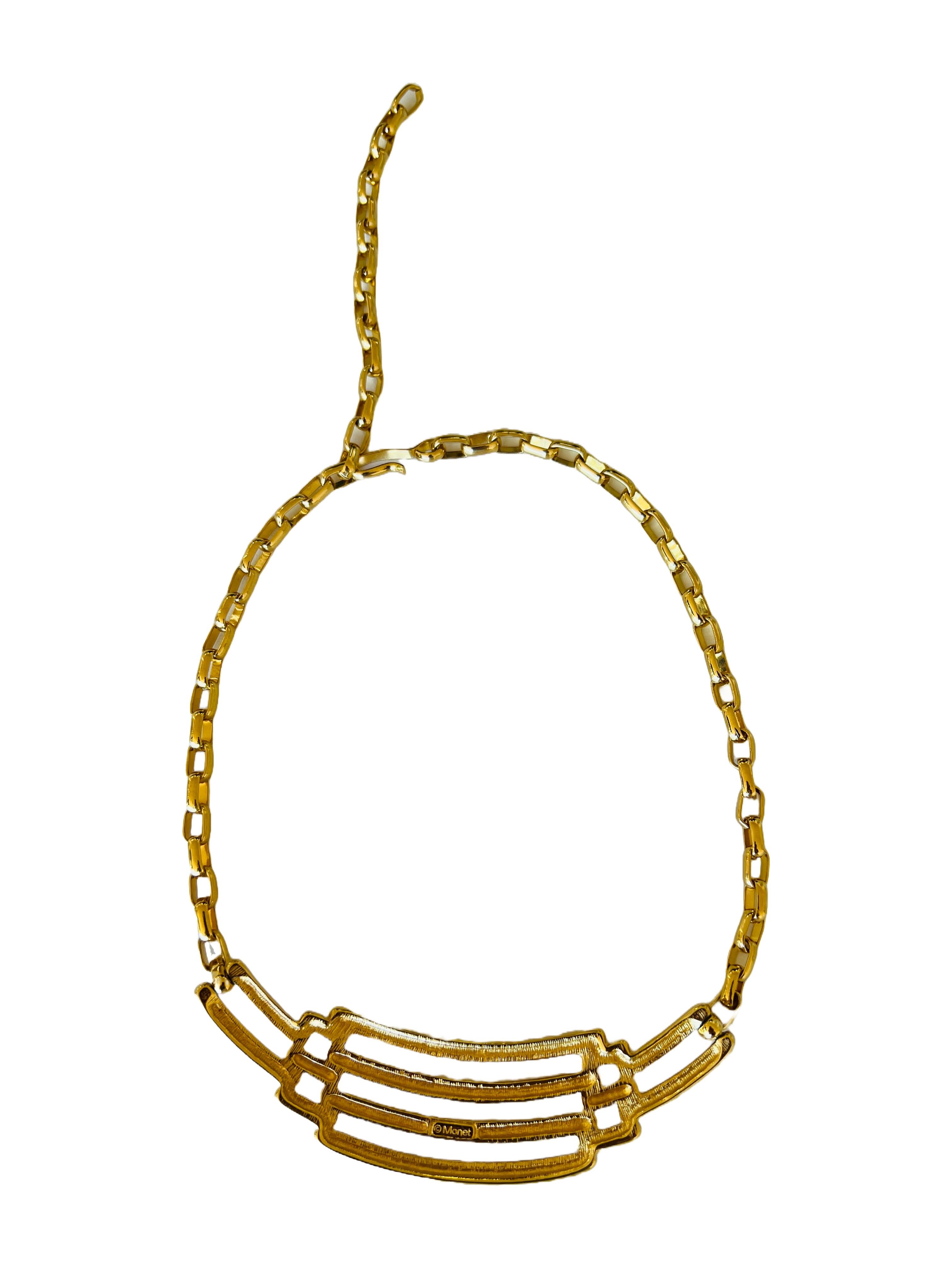 Firma Monet Declaración Moderno Oro Cable Cadena Gargantilla Collar Ajustable en venta 5
