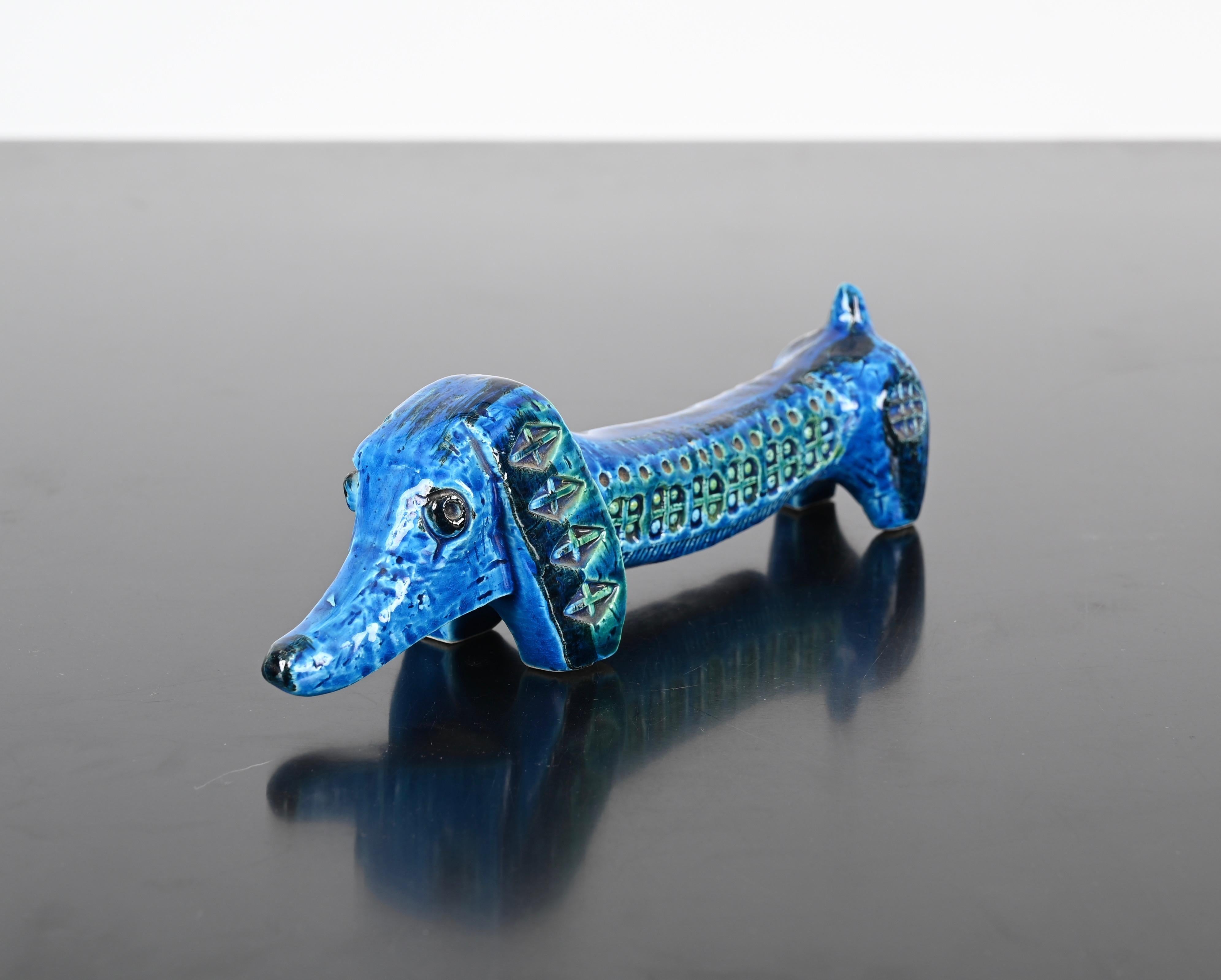 Signed Montelupo for Bitossi Sausage Dog in Blue 