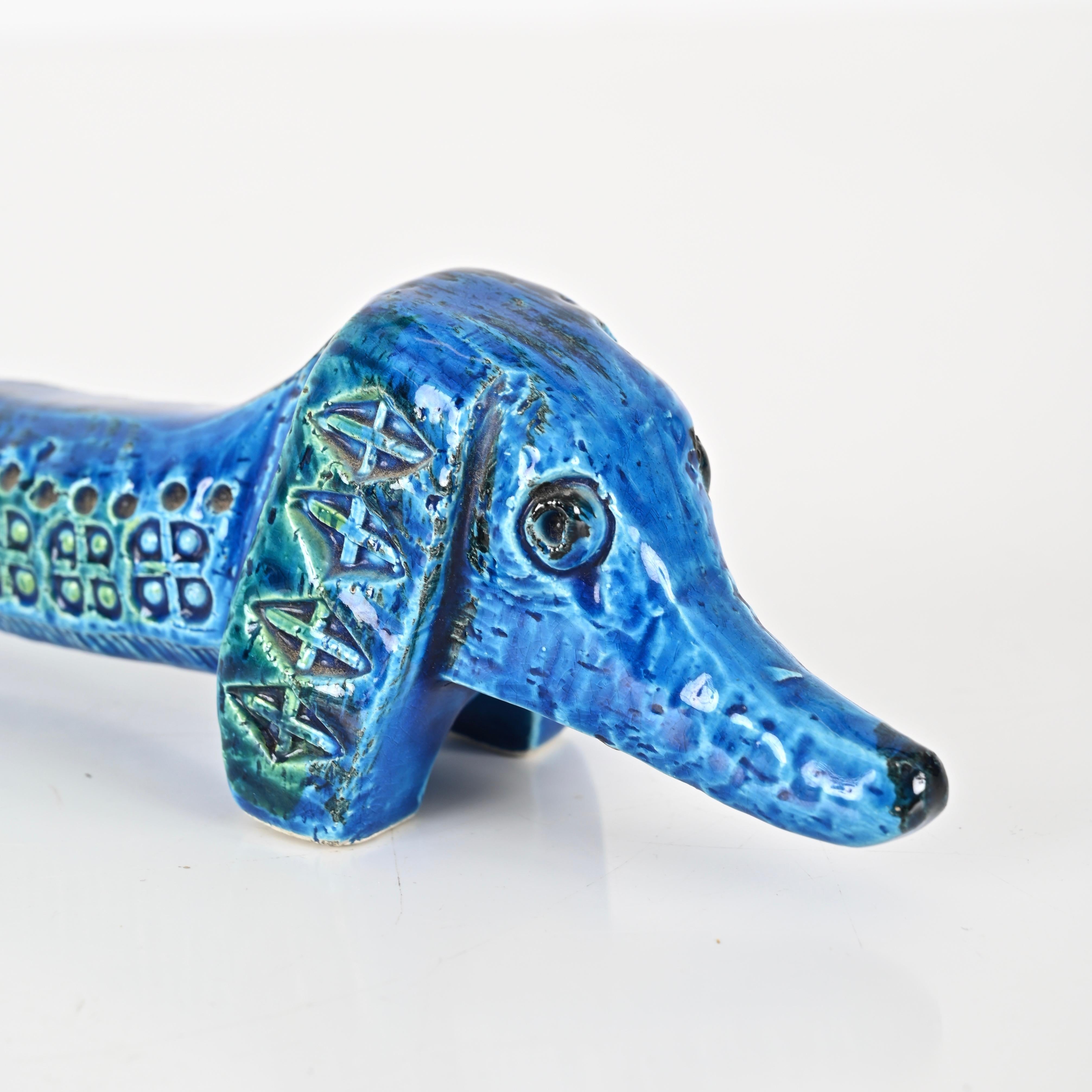 Signiert Montelupo für Bitossi Sausage Hund in Blau „Rimini“ Keramik, Italien 1960er Jahre   im Angebot 2
