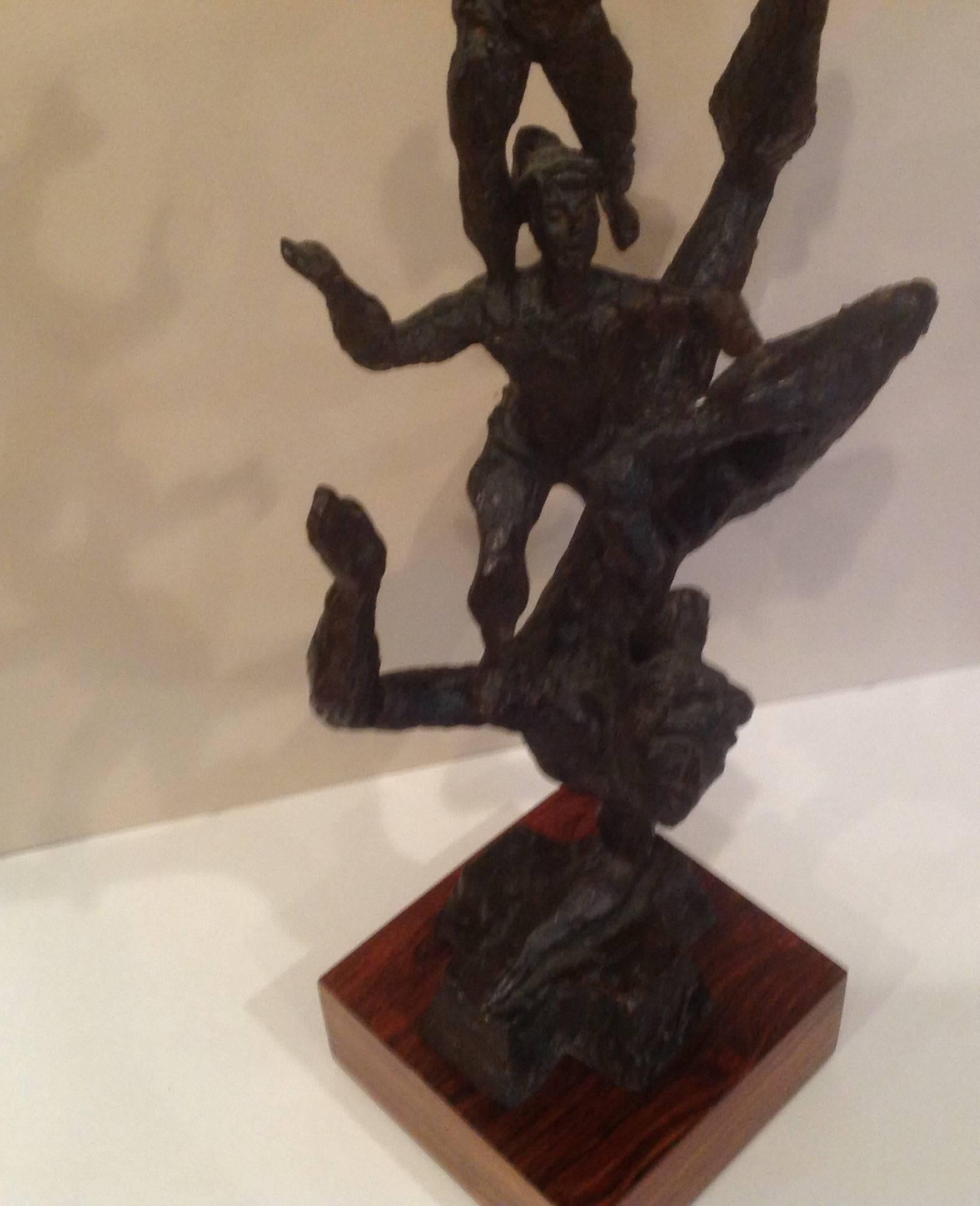 Signed Monumental Chaim Gross Acrobat Sculpture with Original Rotating Stand 2