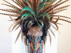 Máscara Taxidermia Monumental de Arte Popular Rojo Firmada