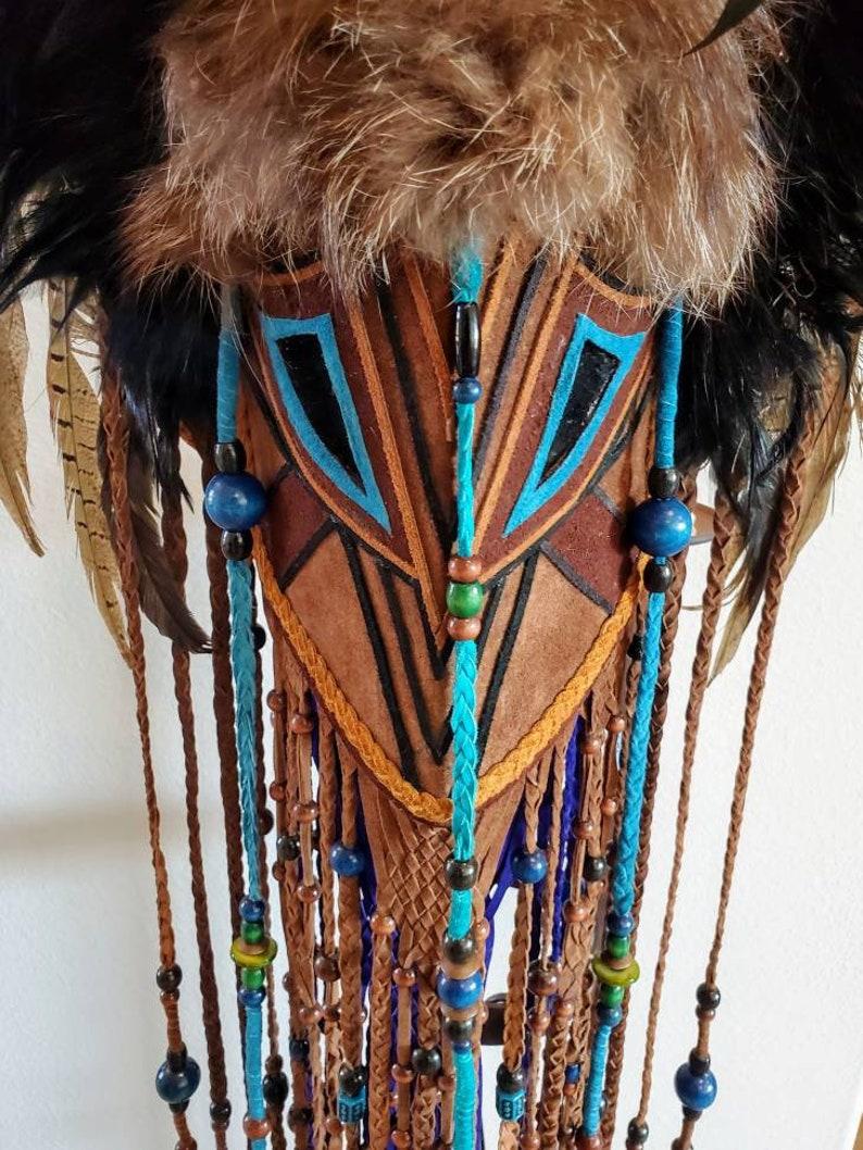 Signed Monumental Folk Art Rouge Taxidermy Headdress Mask In Excellent Condition For Sale In Forney, TX