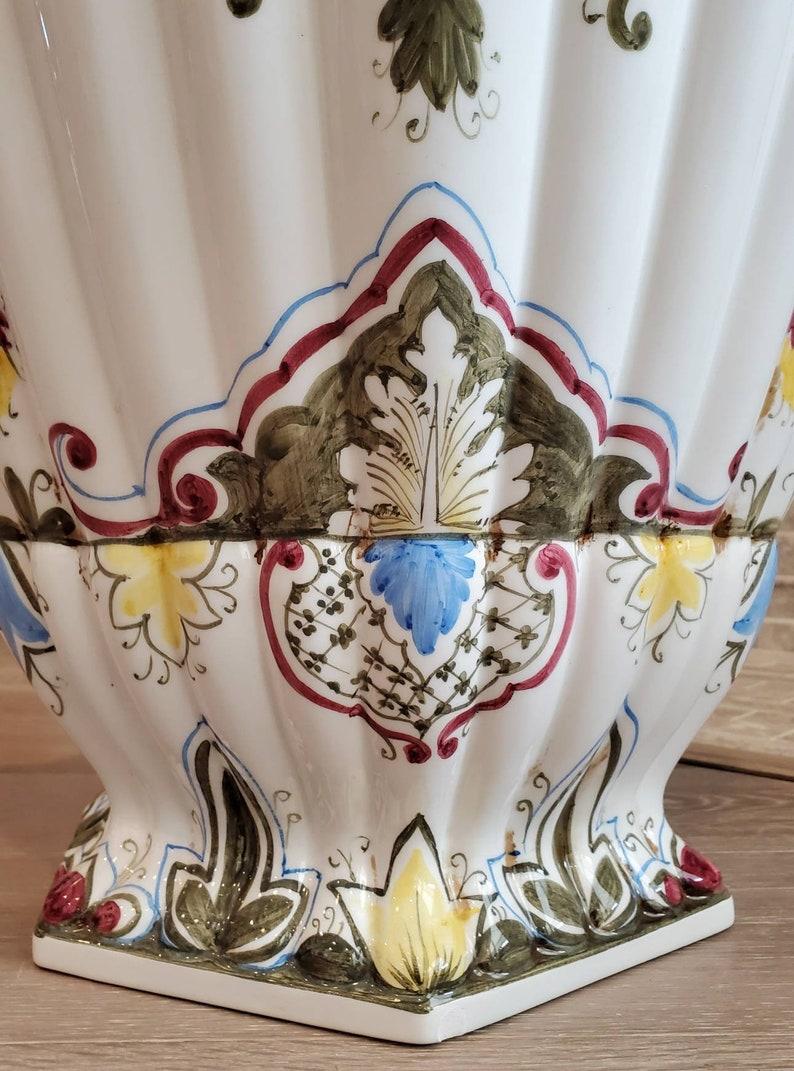 Signed Monumental Italian Porcelain Fiori Urn Floor Vase For Sale 2