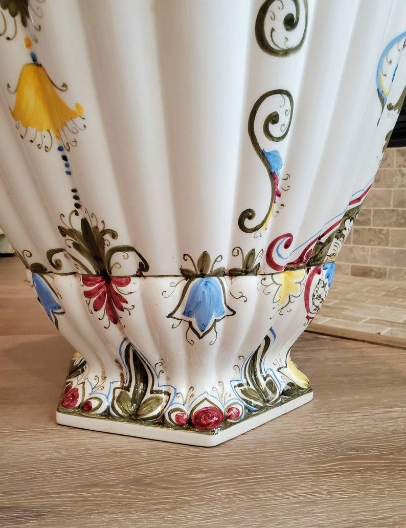 Signed Monumental Italian Porcelain Fiori Urn Floor Vase For Sale 3