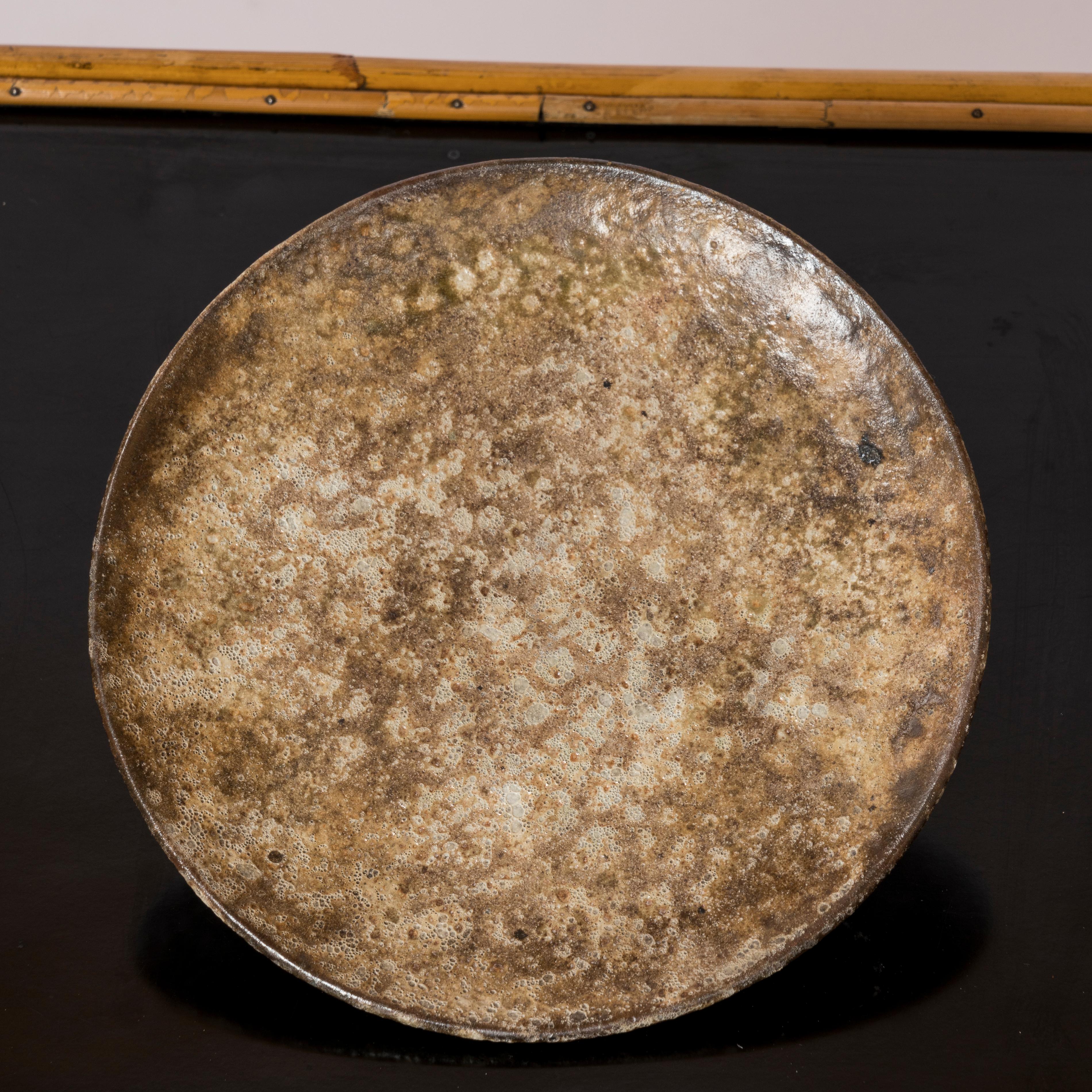 Signed Moon Theme Textured Vallauris Dish by Kostanda - France 1970's In Good Condition For Sale In New York, NY