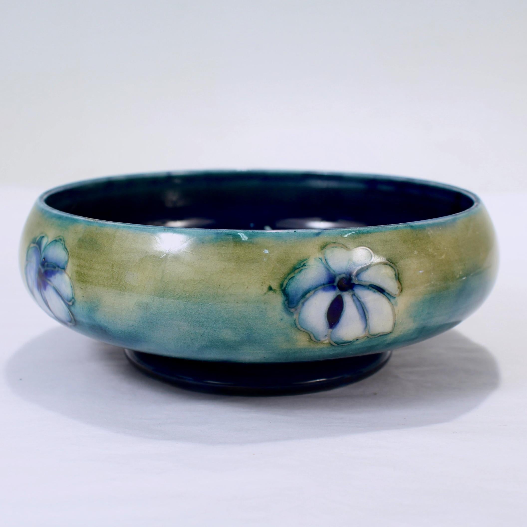 Signed Moorcroft Pottery Blue Pansy Flower Bowl at 1stDibs moorcroft
