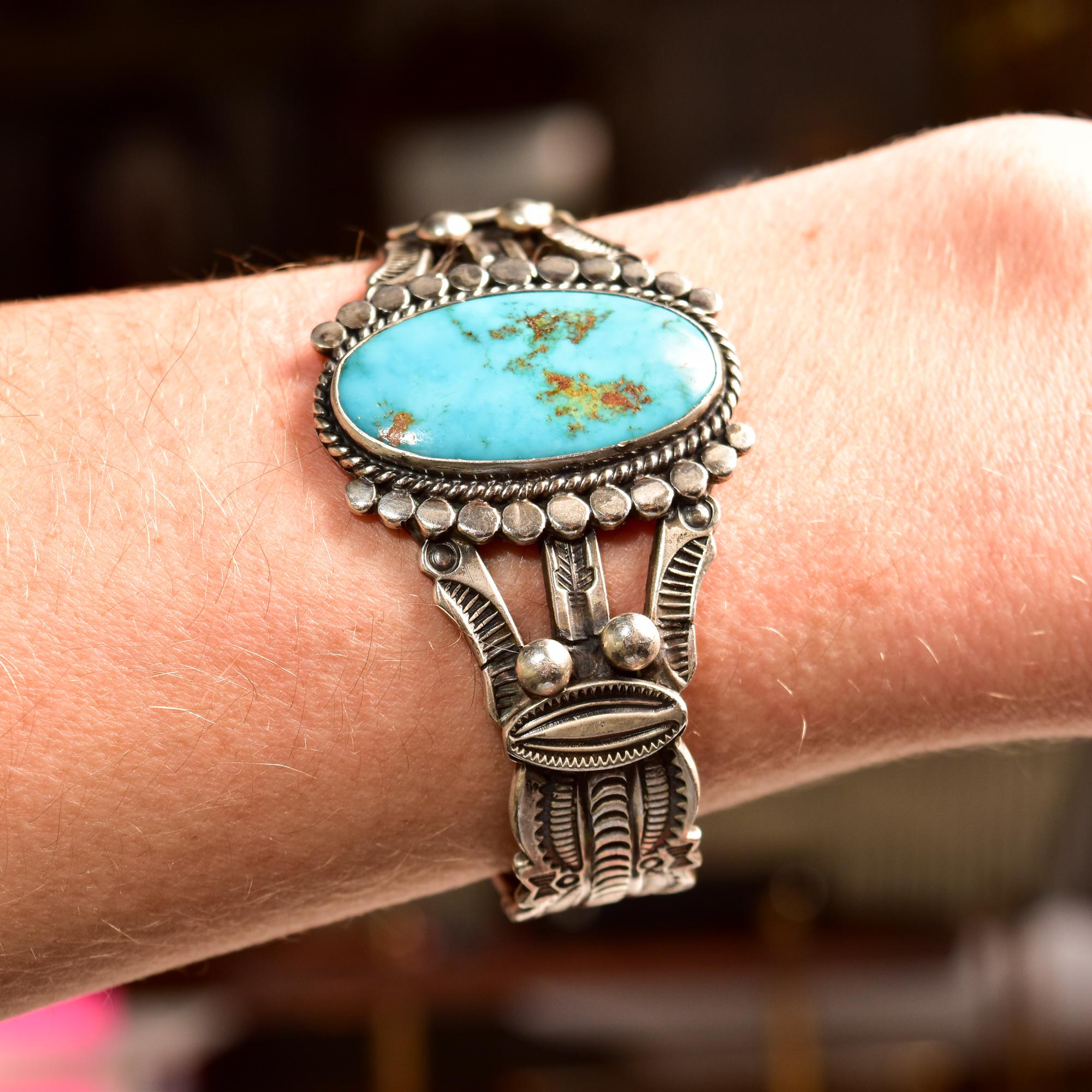 Women's or Men's Signed Morris Robinson Hopi Turquoise Cuff