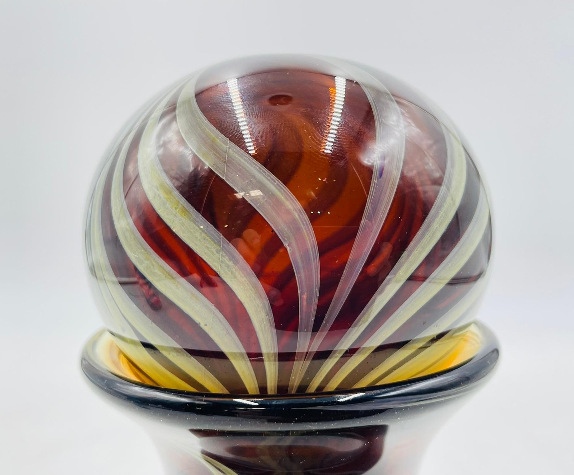 Signed Murano Art Glass Jar with Lid by C. Rachke, Italy, 20th Century For Sale 2