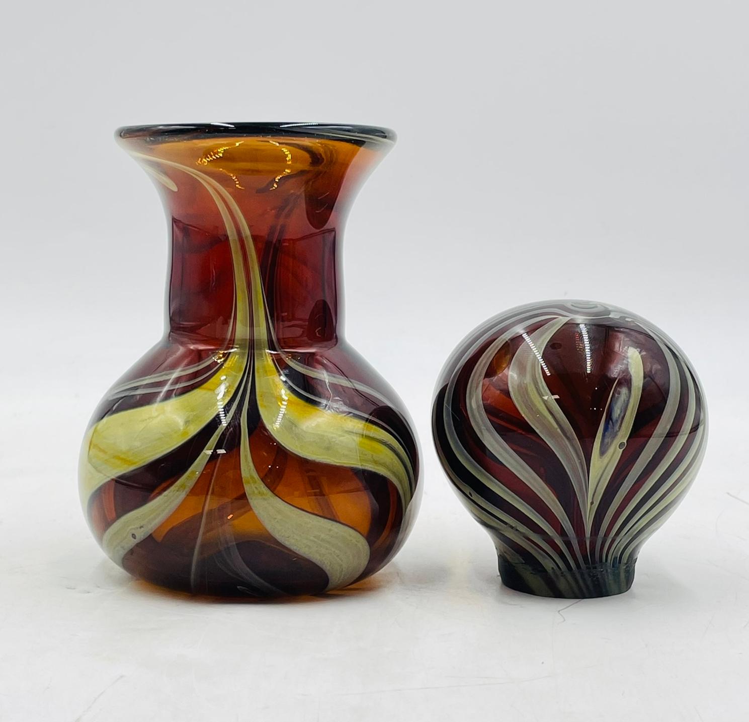 Italian Signed Murano Art Glass Jar with Lid by C. Rachke, Italy, 20th Century For Sale