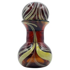 Signed Murano Art Glass Jar with Lid by C. Rachke, Italy, 20th Century