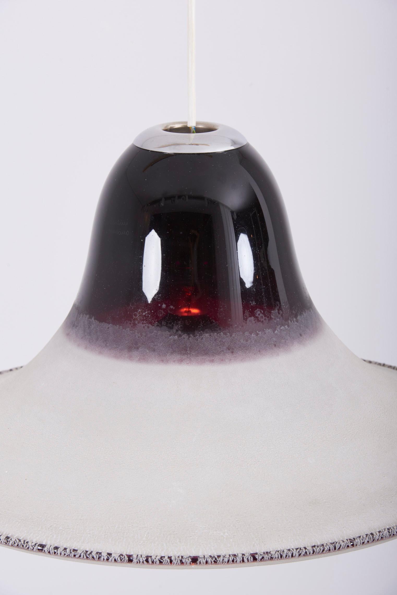 Signed Murano Glass Pendant Lamp by Alfredo Barbini, Italy, 1970s 4