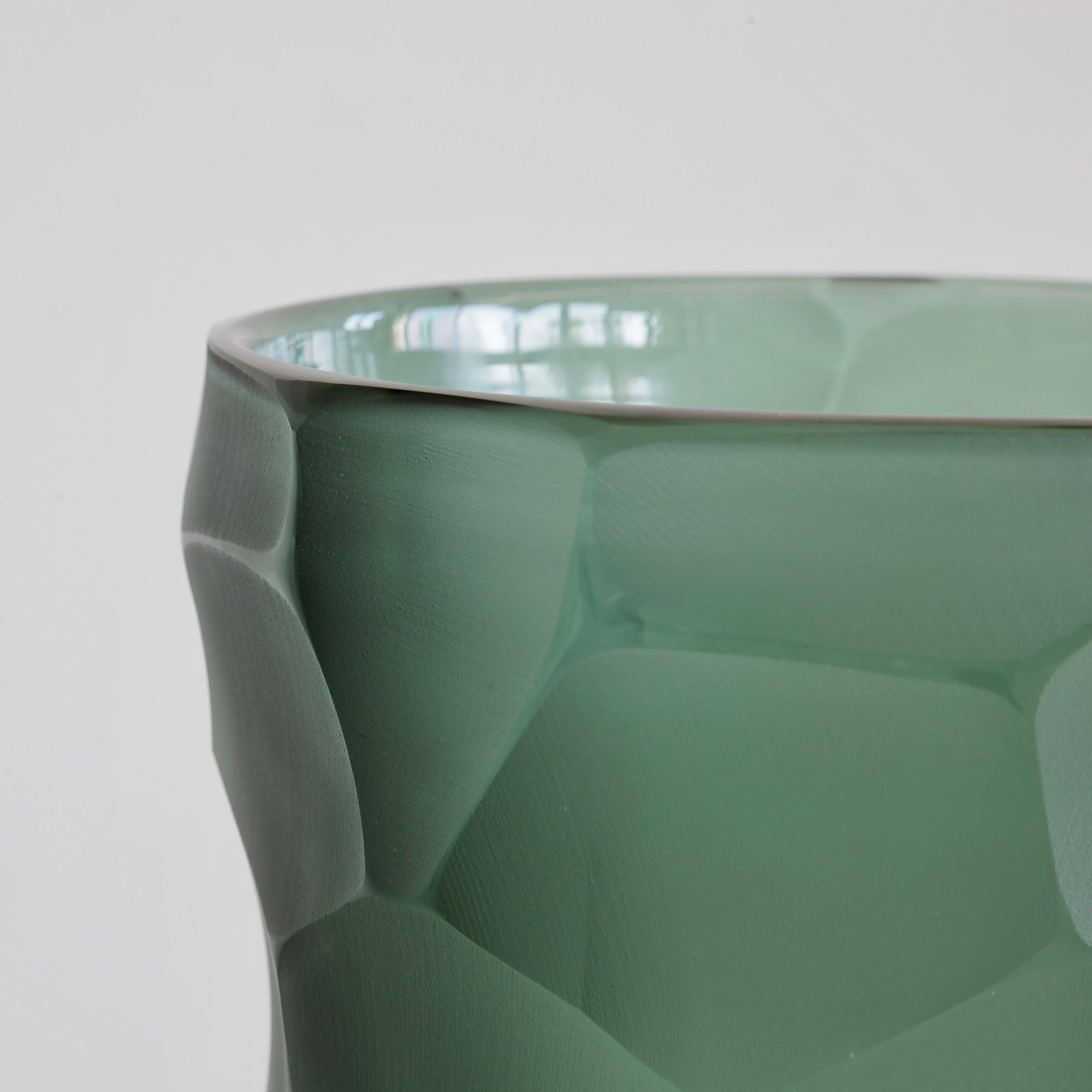 Modern Signed Murano Glass Vase, Italy 'Green'