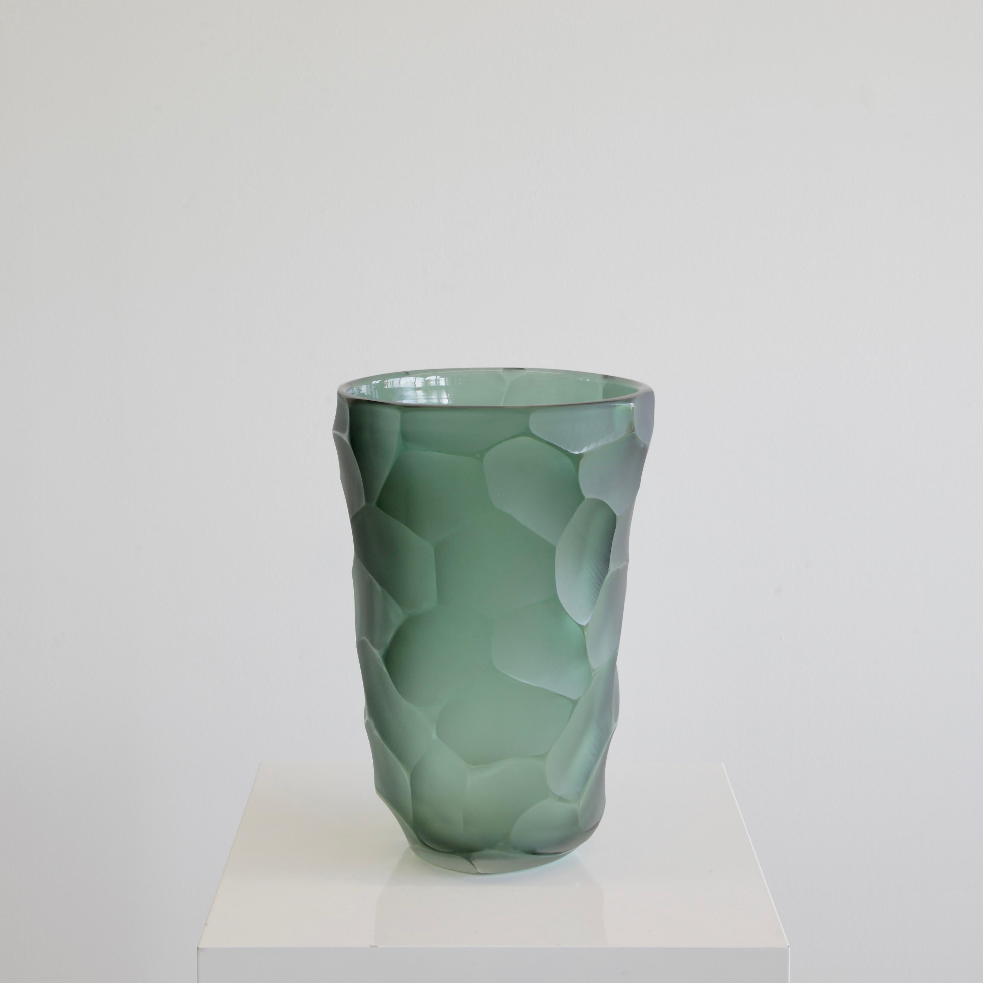 Italian Signed Murano Glass Vase, Italy 'Green'