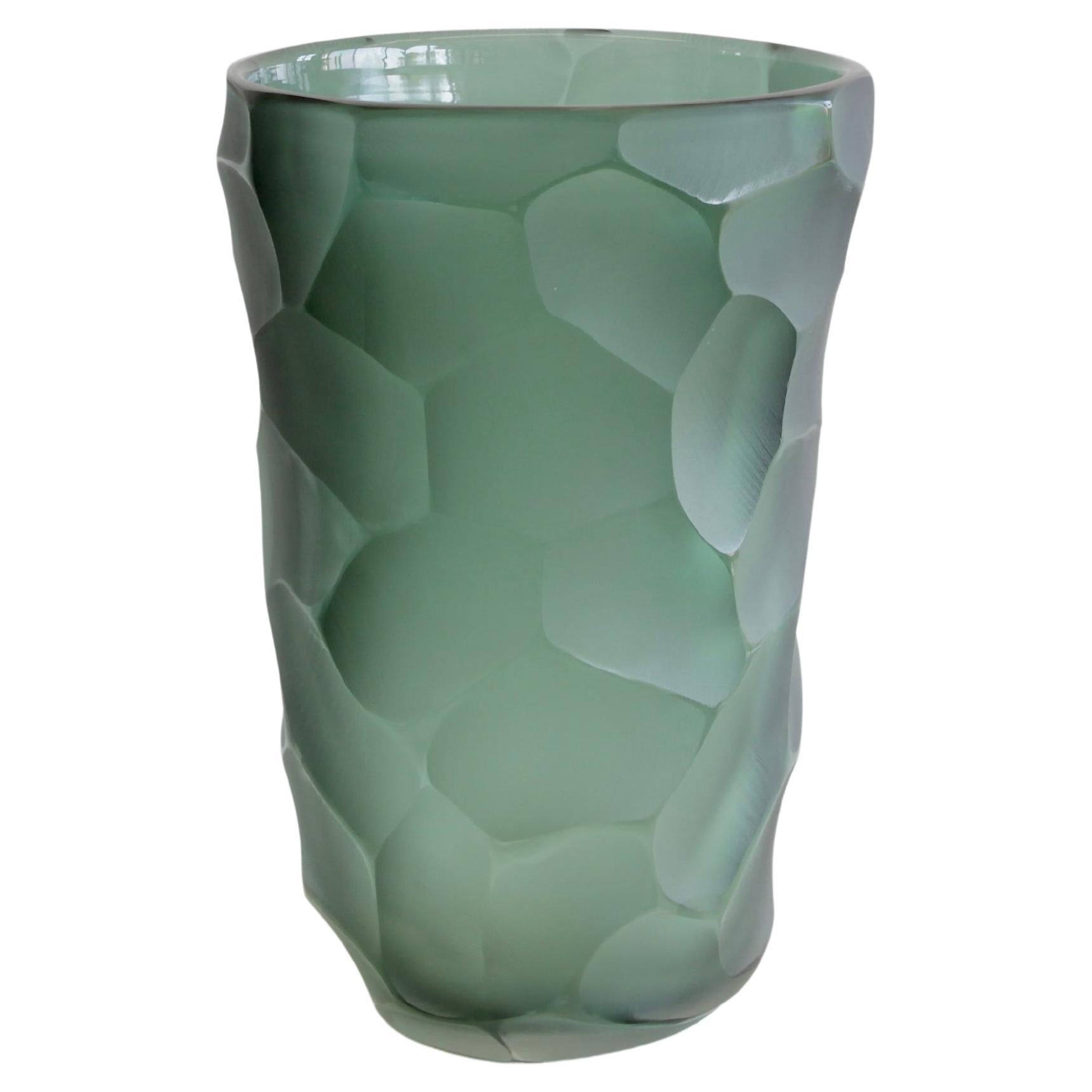 Signed Murano Glass Vase, Italy 'Green'