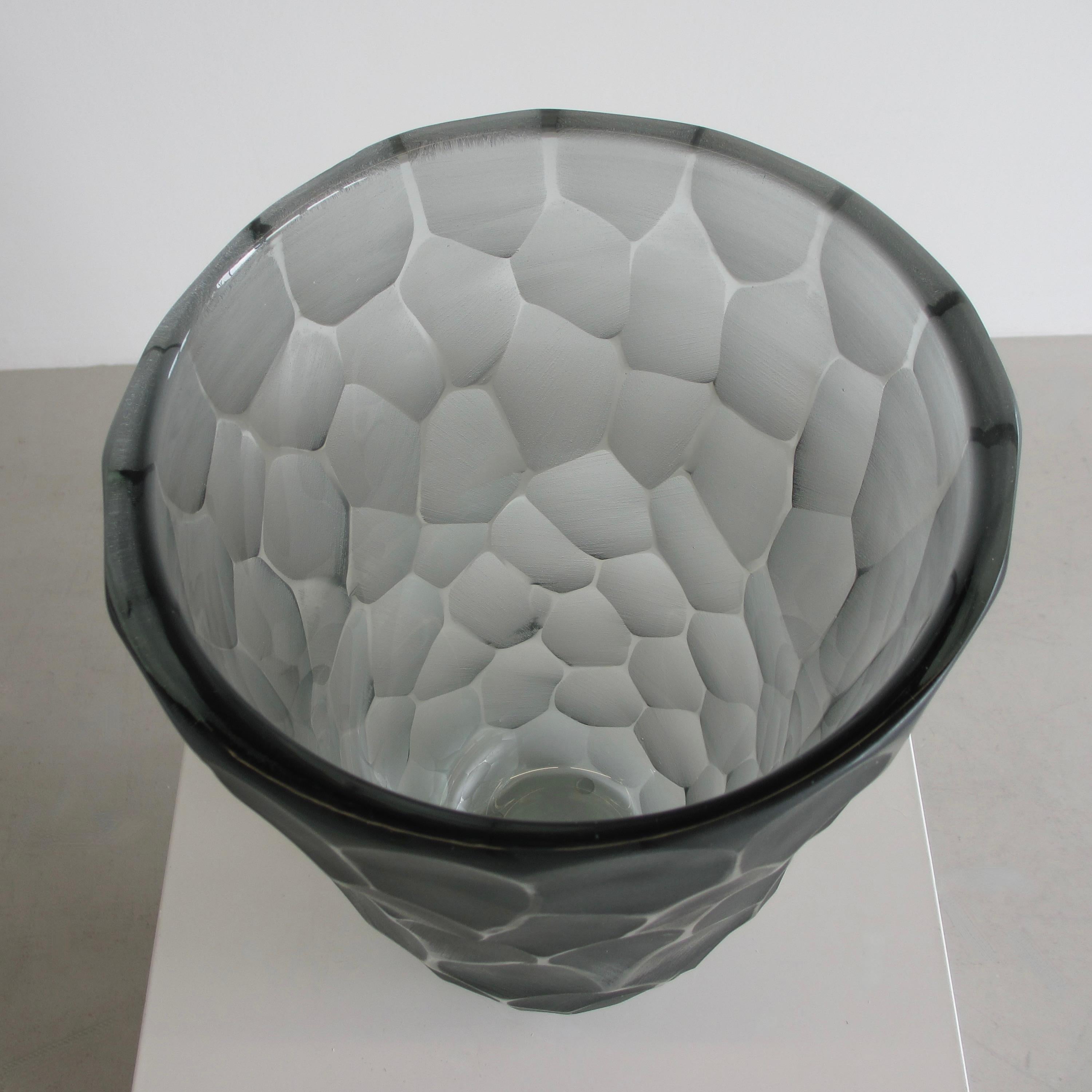 Vaso in vetro firmato Greene & Greene, Italia (grigio/verde) In condizioni ottime in vendita a Berlin, Berlin