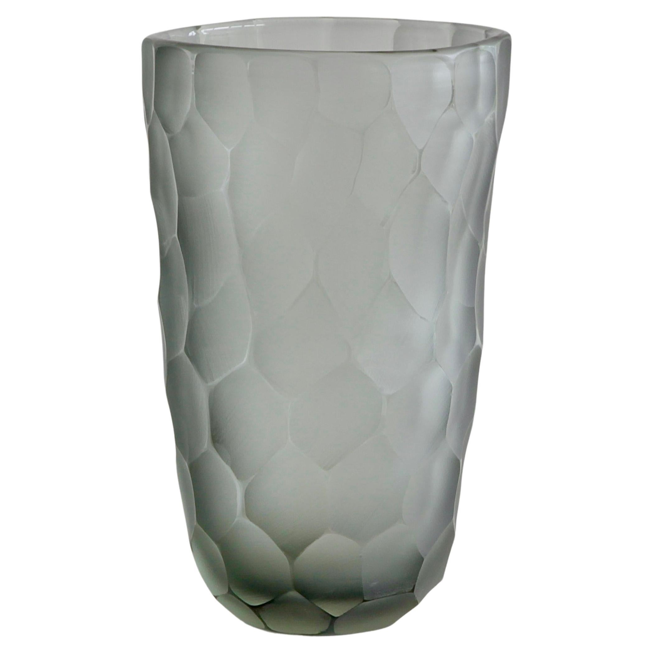 Jarrón de cristal firmado MURANO, Italia (gris/verde)