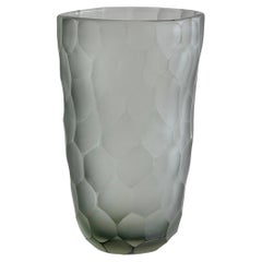 Jarrón de cristal firmado MURANO, Italia (gris/verde)