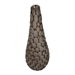 Signed Murano Hand-Blown Glass Vase in Eggplant, Italian Art Glass Vessel