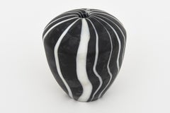 Vintage Murano Signed Salviati Optical Black, White Matt Glass Object Sculpture