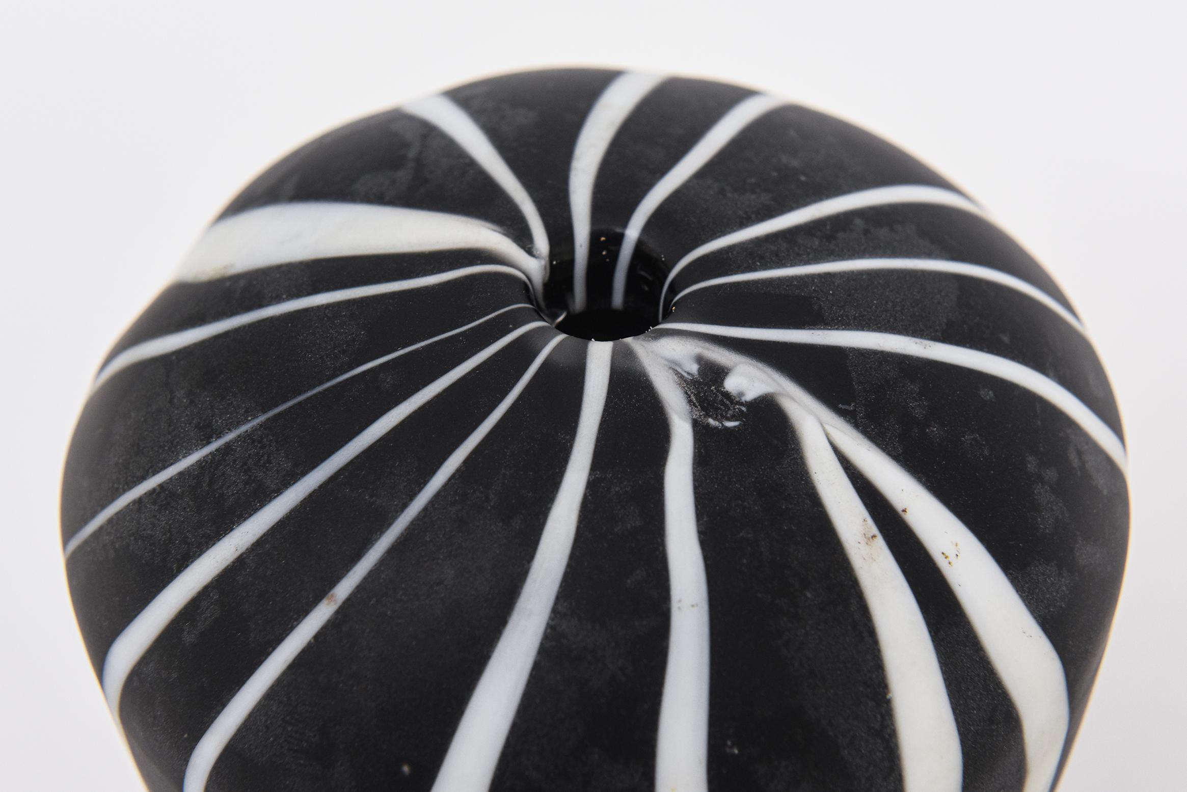 Late 20th Century Signed Murano Salviati Optical Black and White Matt Glass Object Sculpture  For Sale