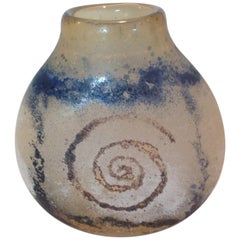 Signed Murano Seguso Spiral Vase in Corrosso Glass