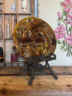 Signed Mushroom Hanging Tile Rockingham Glaze