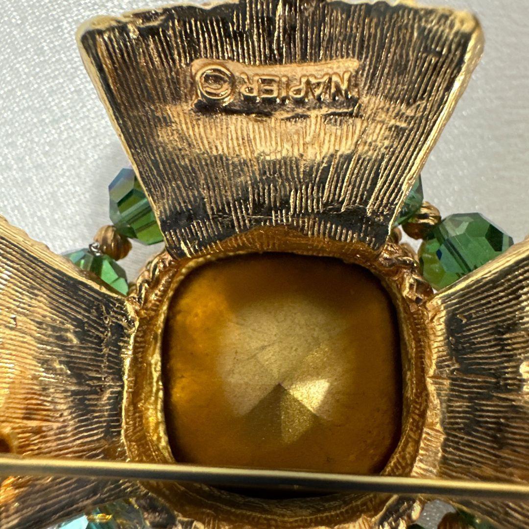 Women's Signed Napier Antique Gold Tone Pendant/Brooch Necklace For Sale