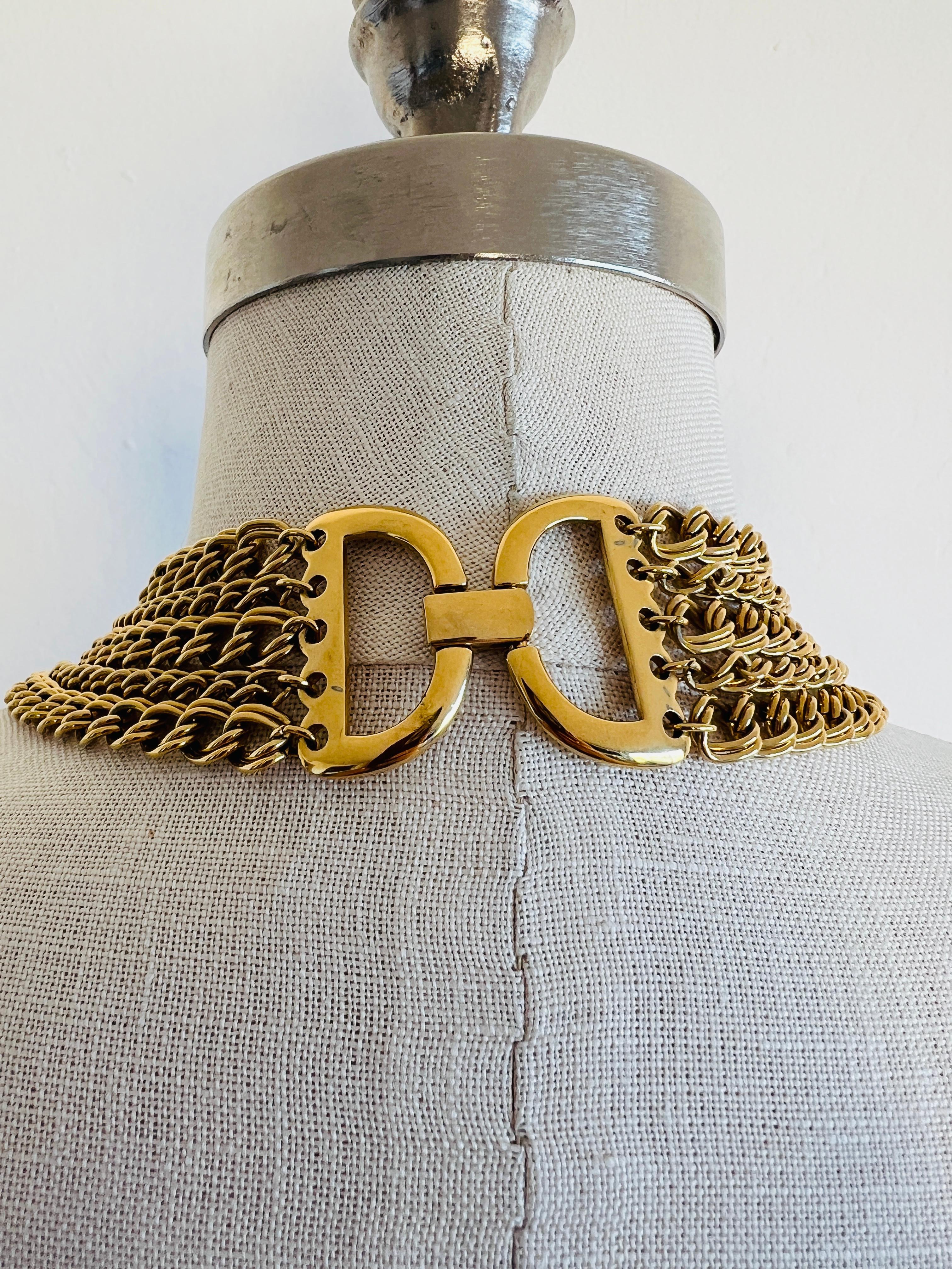 Signed Napier Heavy 156g Gold Multi Chain Choker Layered Necklace Bold Statement For Sale 1