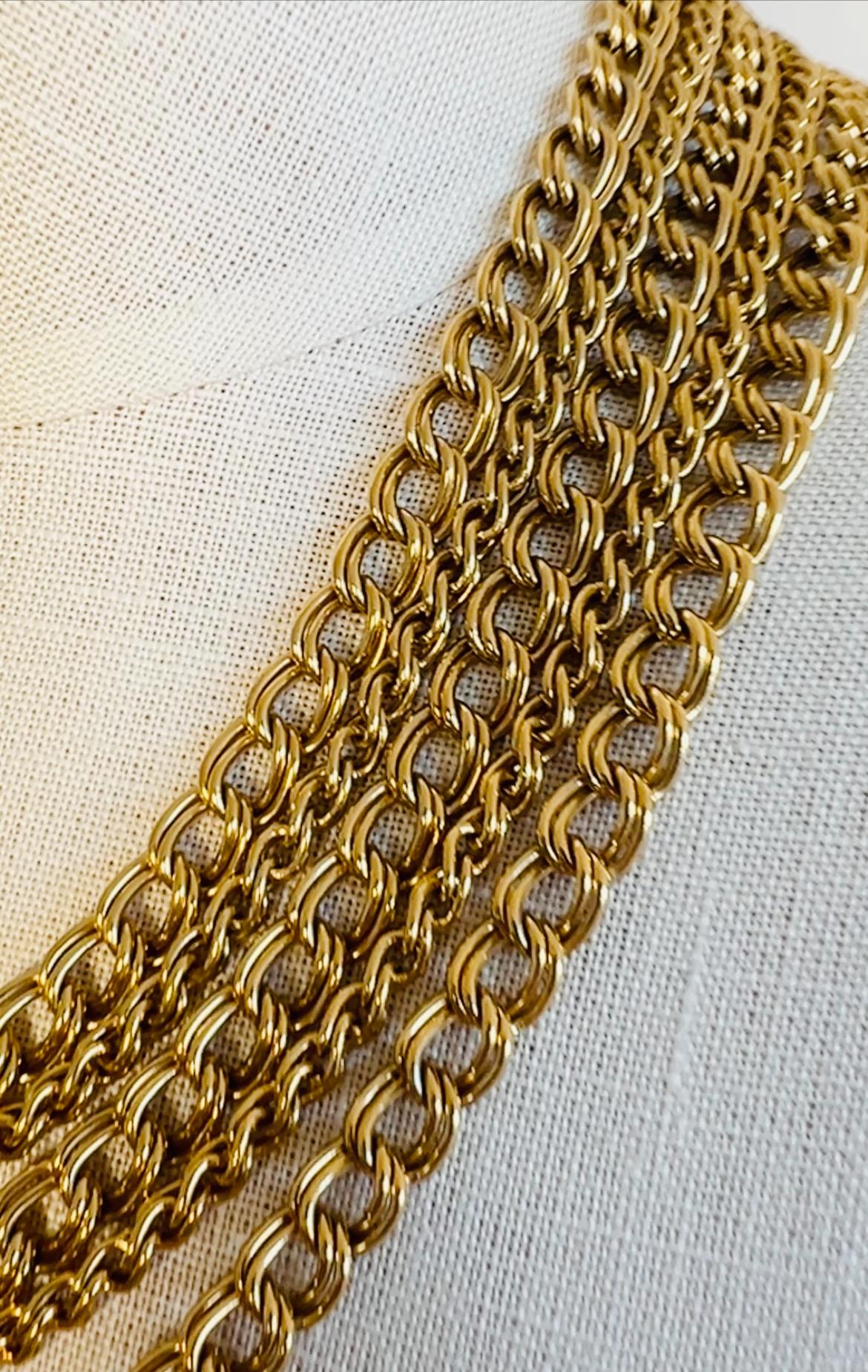 Signed Napier Heavy 156g Gold Multi Chain Choker Layered Necklace Bold Statement For Sale 2