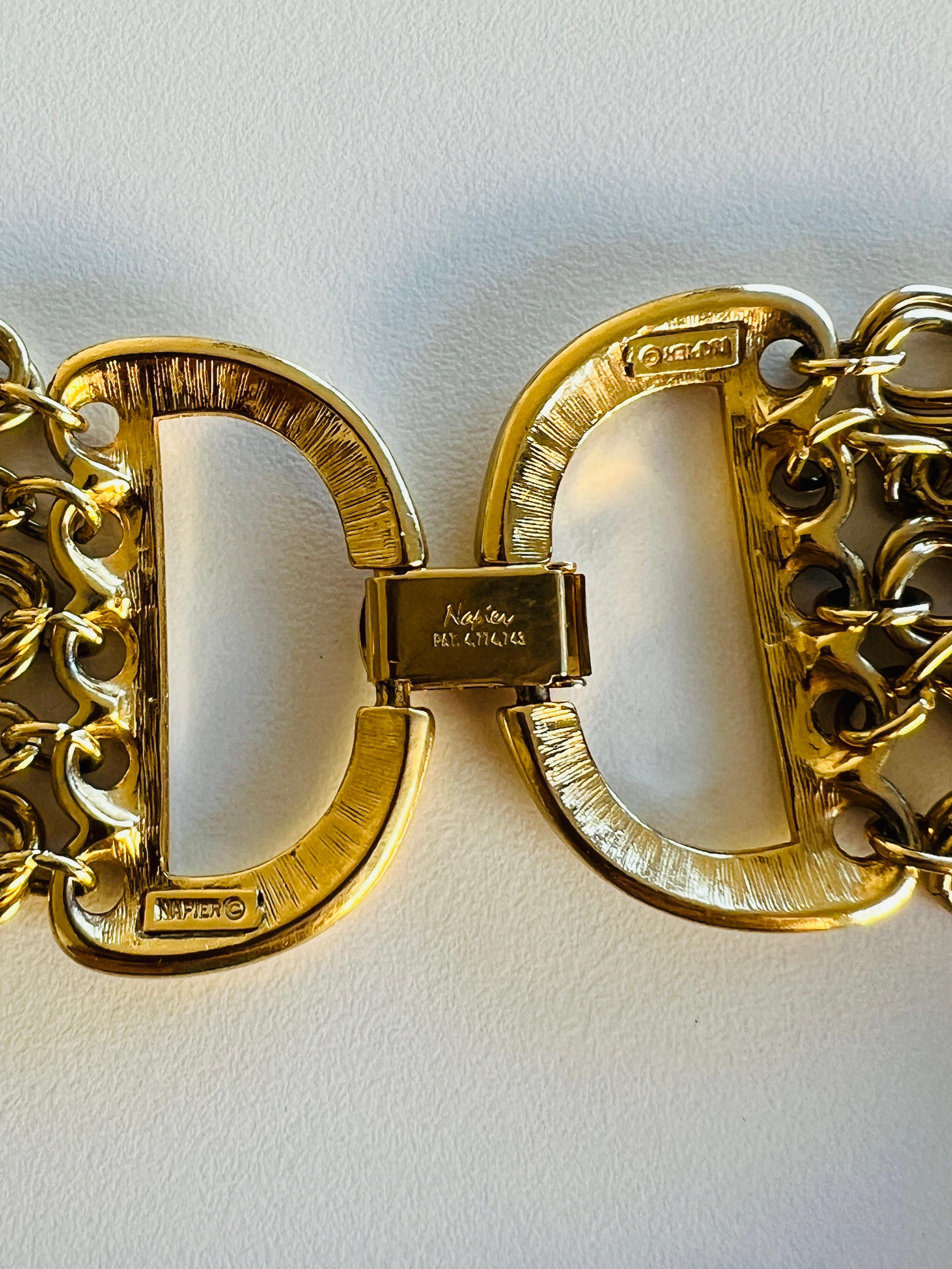 Signed Napier Heavy 156g Gold Multi Chain Choker Layered Necklace Bold Statement For Sale 4