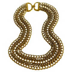Signed Napier Heavy 156g Gold Multi Chain Choker Layered Necklace Bold Statement