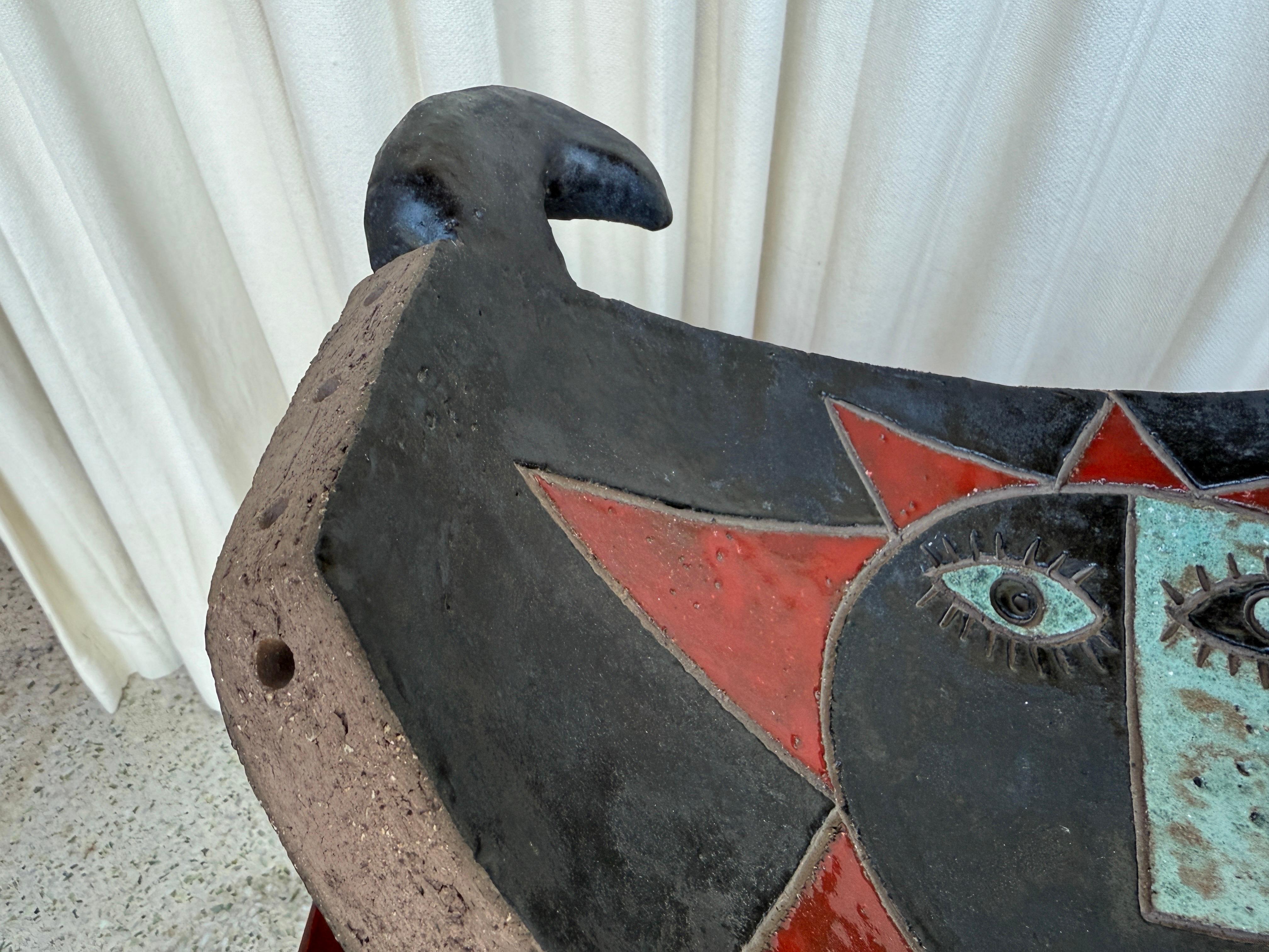 Tribal Grand centre de table en céramique signé Nathalie Soufflet, France 21e siècle