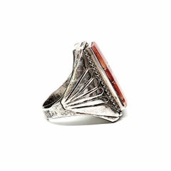 Signed Native American Sterling Silver Spiny Oyster Inlay Men's Ring