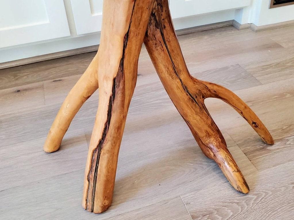 Wood Signed Natural Live Edge Tree Slice Side Table For Sale