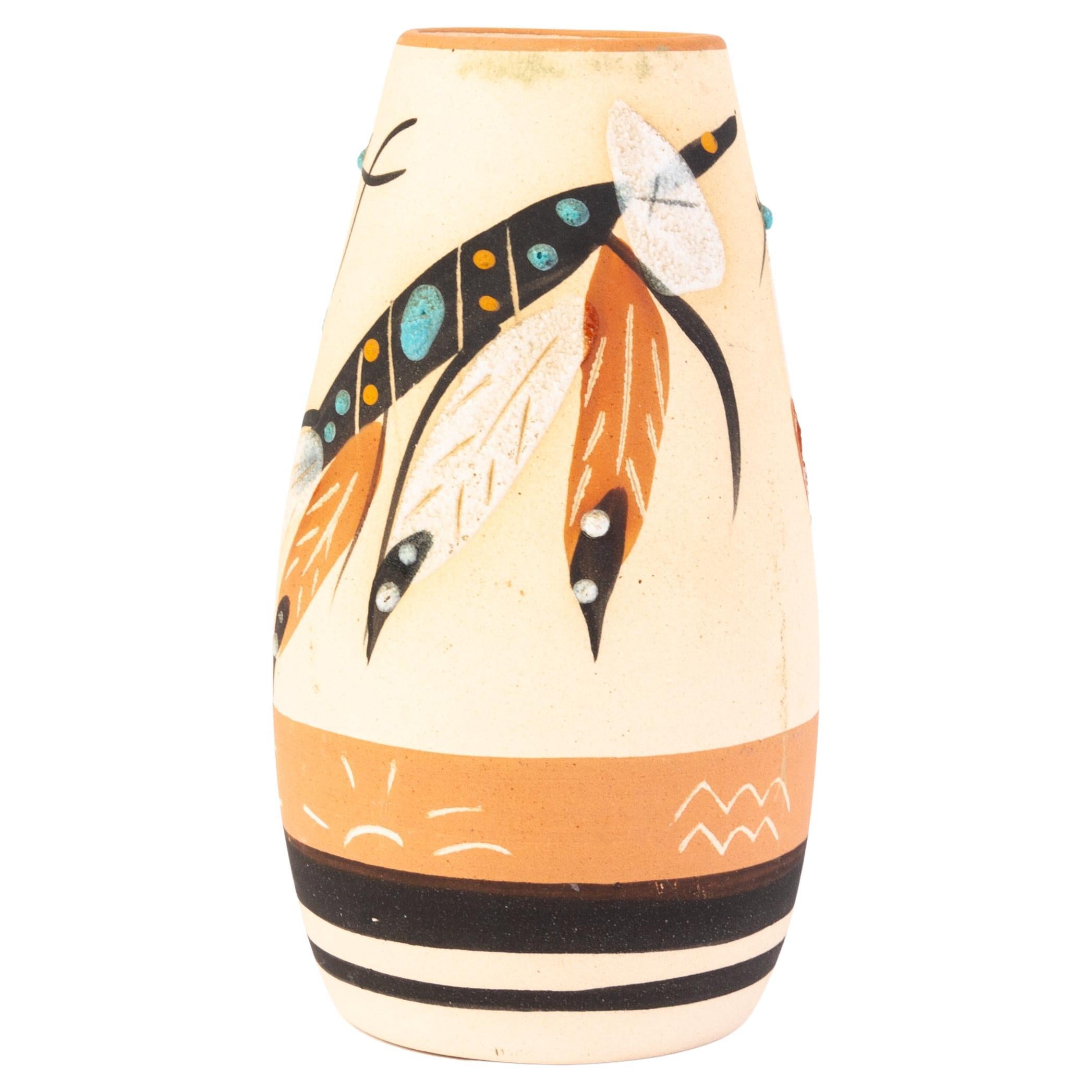 Signed Navajo Native American Indian Pottery Vase  For Sale