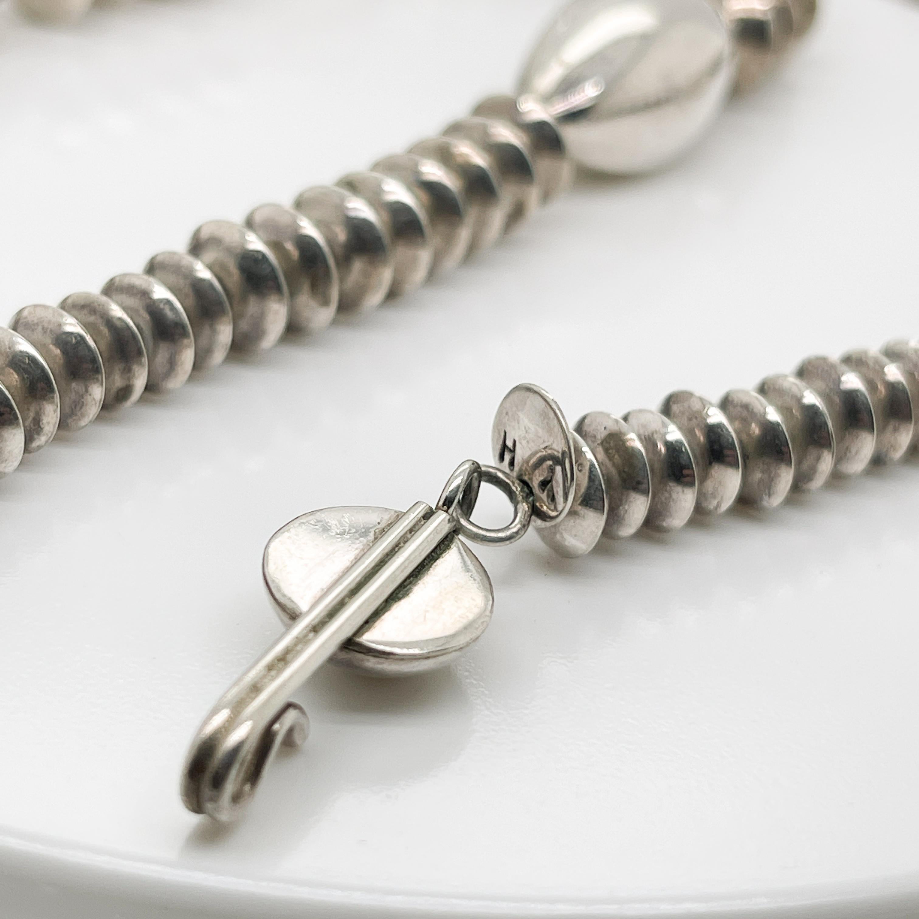 Signierte Navajo Sterlingsilber Untertasse Perlenkette von Artie Yellowstone 3