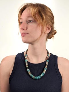 Collana firmata Navajo Tommy Singer in argento sterling, turchese e pietre preziose