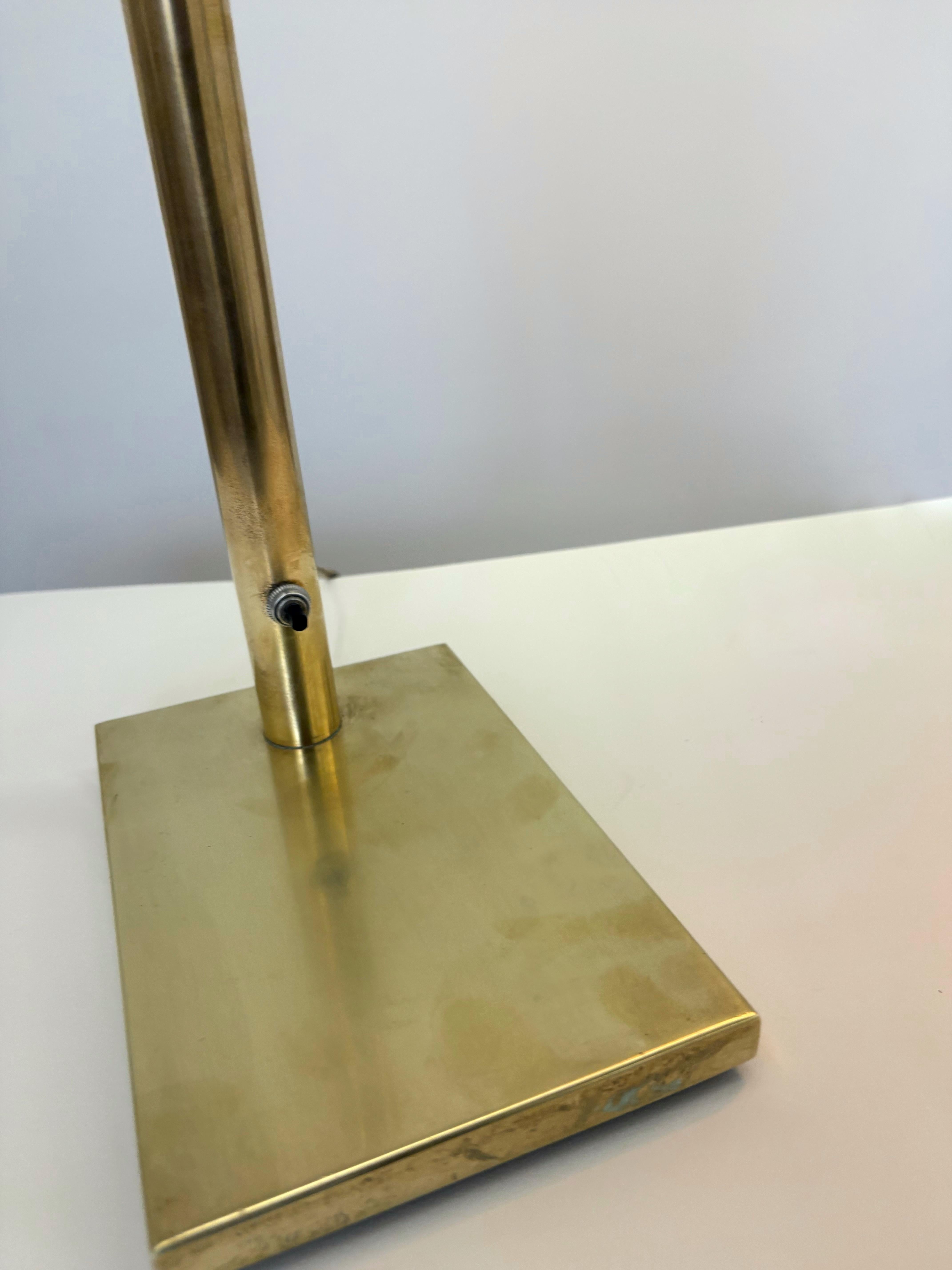 Late 20th Century signed nessen Studio Walter Von Nessen Brass Swing Arm Table Lamp For Sale