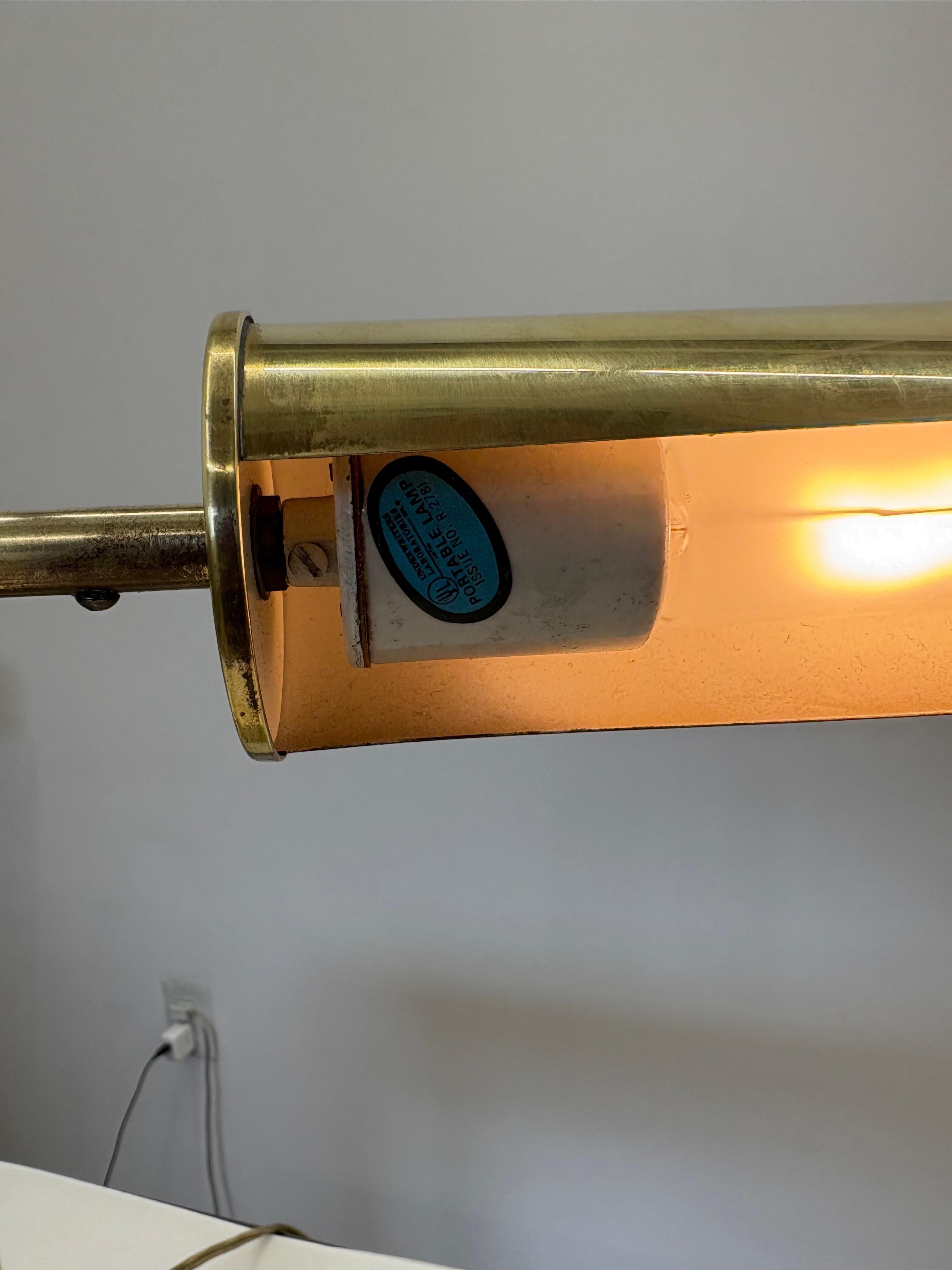 signed nessen Studio Walter Von Nessen Brass Swing Arm Table Lamp For Sale 3